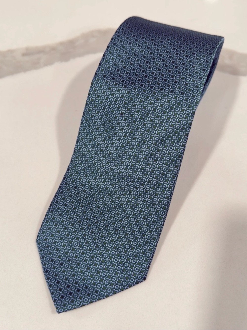 Brooks Brothers Green/light‎ blue Patterned Tie 100% Silk Men's Necktie 57.5"